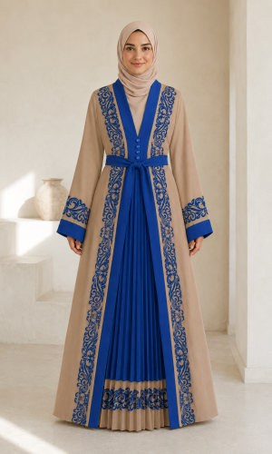 4129 قفطان كريب  - Babyblau