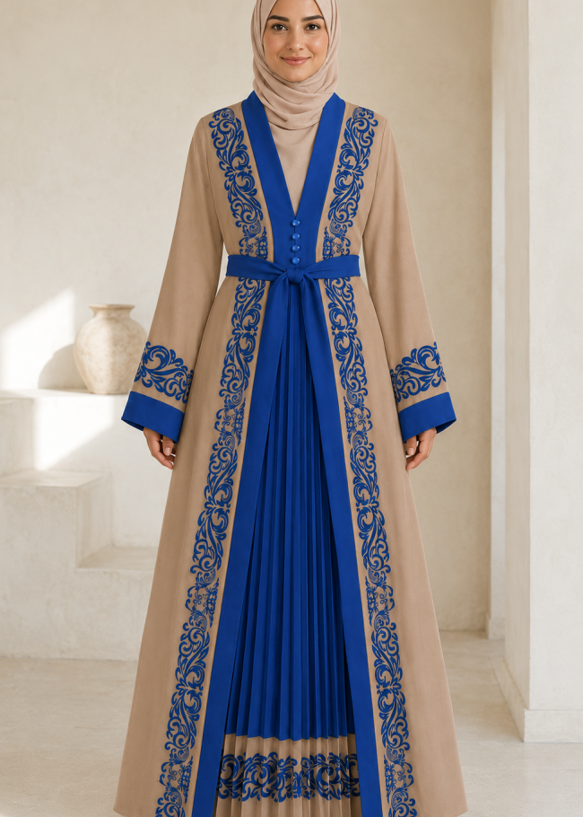 4129 قفطان كريب  - Babyblau