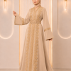 4131  قفطان قطعتين تاج - Beige