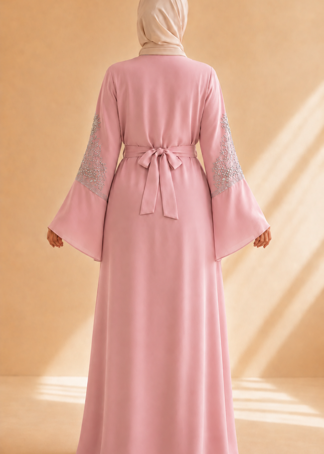 4141  قفطان ياقة دمعة - Rosa