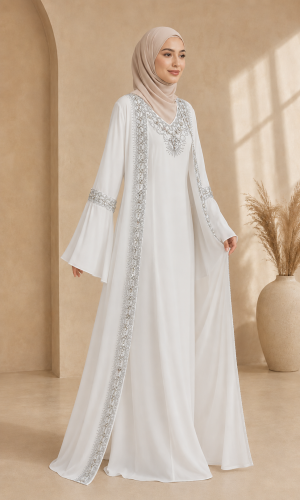 4142  قفطان شيفون ألماس - white