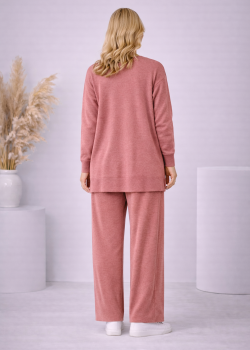 Damen Strick-Set mit Schleifen-Verzierung 4200 - Rosa
