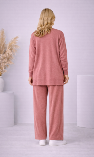 Damen Strick-Set mit Schleifen-Verzierung 4200 - Rosa