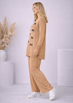 Damen Strick-Set mit Schleifen-Verzierung 4200 - Mausgrau