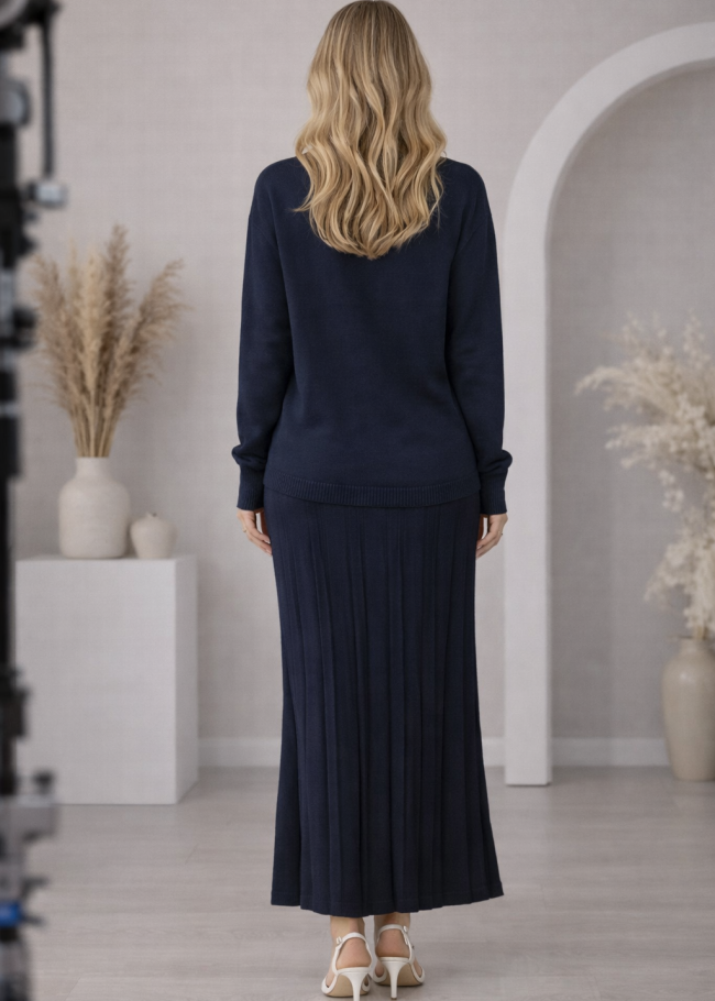 4201 طقم تريكو فستان لولو  - كحلي