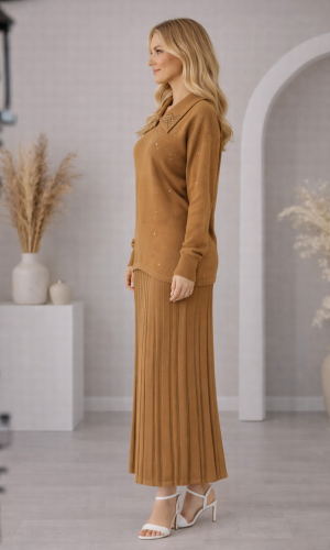 طقم تريكو نسائي راقٍ قطعتين 4201  - شوكو