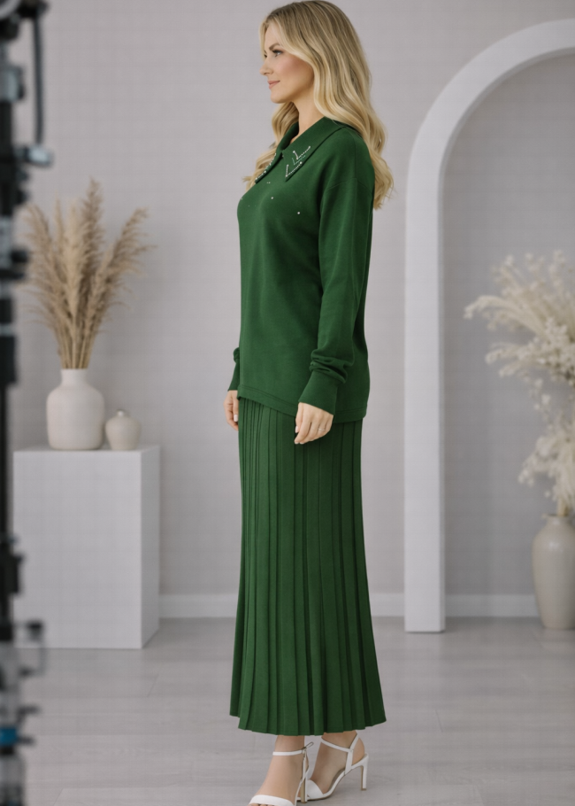 4201 طقم تريكو فستان لولو  - زيتي