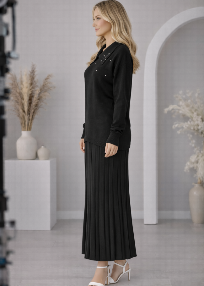 4201 طقم تريكو فستان لولو  - اسود