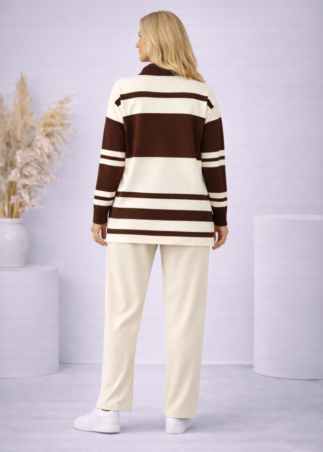 4202 طقم تريكو مقلم عريض - سكري