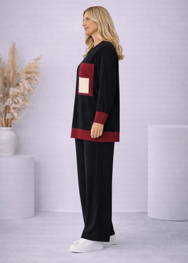 4203 طقم تريكو جيب لونين  - اسود