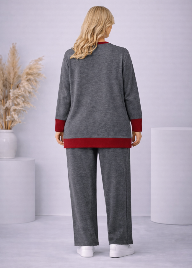 4203 طقم تريكو جيب لونين  - فضي