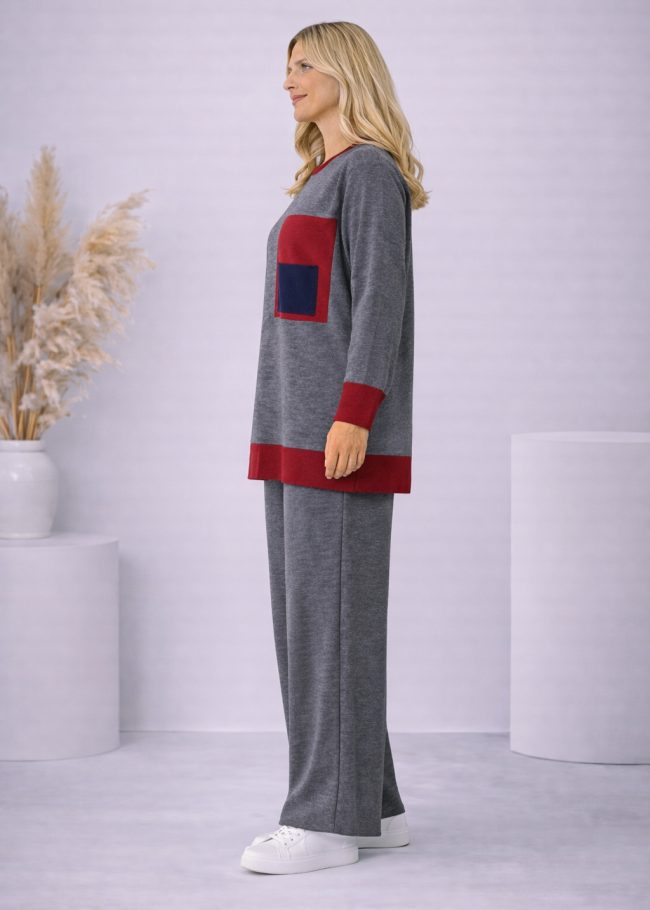 4203 طقم تريكو جيب لونين  - فضي