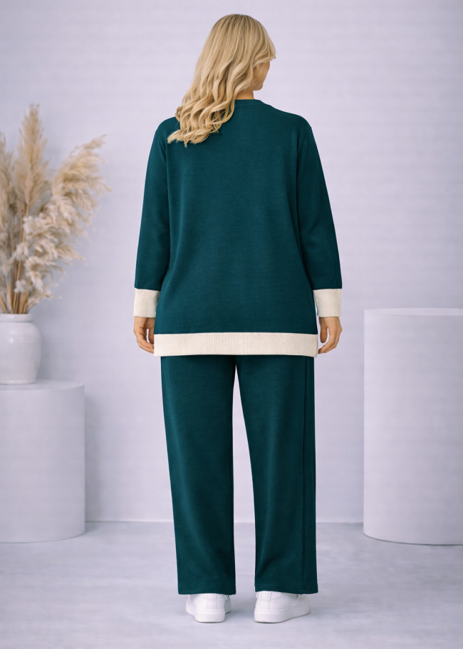 4203 طقم تريكو جيب لونين  - زيتي