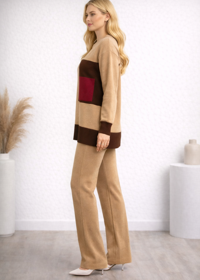 4203 طقم تريكو جيب لونين  - شوكو