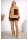 طقم تريكو نسائي عصري قطعتين بجيب ملون 4203  - شوكو