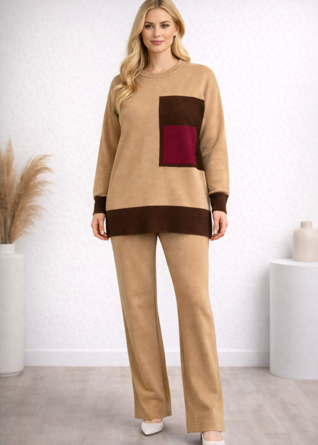 4203 طقم تريكو جيب لونين  - شوكو