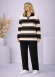4204 طقم تريكو مخطط لونين  - اسود