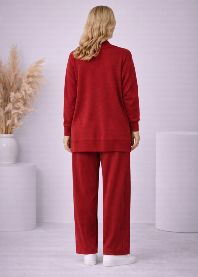 4206 طقم تريكو 6 ازرار  - خمري