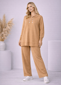 Women's Casual Button-Detail Knitwear Set 4206  - ivory