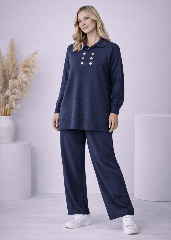 4206 طقم تريكو 6 ازرار  - كحلي