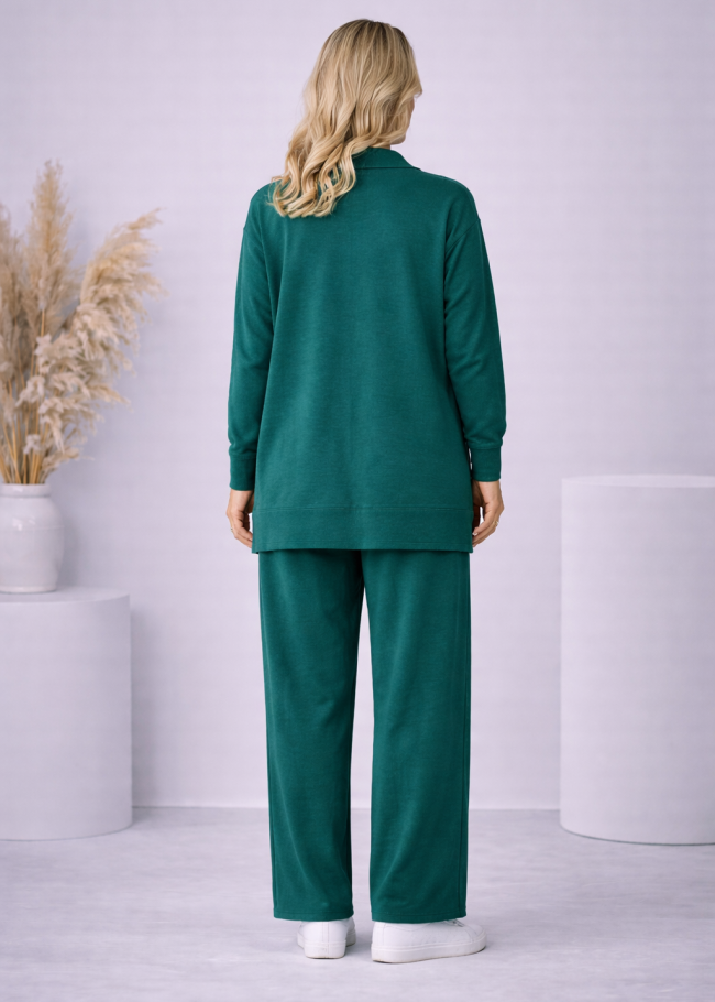 4206 طقم تريكو 6 ازرار  - زيتي