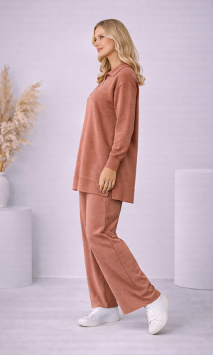 Lässiges Damen-Strickset mit Knopfreihe 4206  - Rosa