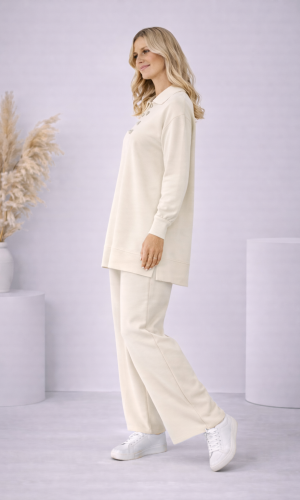 Women's Casual Button-Detail Knitwear Set 4206  - ecru