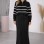 Elegant Women's Two-Piece Knit Dress with Striped Top 4207  - black
