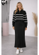فستان تريكو نسائي راقٍ قطعتين بلوزة مخططة 4207  - اسود