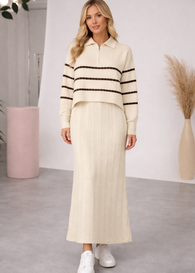 4207 فستان تريكو مكعبات  - سكري