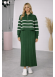 فستان تريكو نسائي راقٍ قطعتين بلوزة مخططة 4207  - زيتي