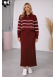 فستان تريكو نسائي راقٍ قطعتين بلوزة مخططة 4207  - خمري