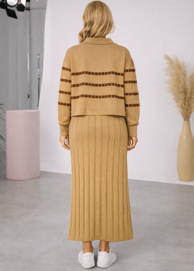 4207 فستان تريكو مكعبات  - شوكو