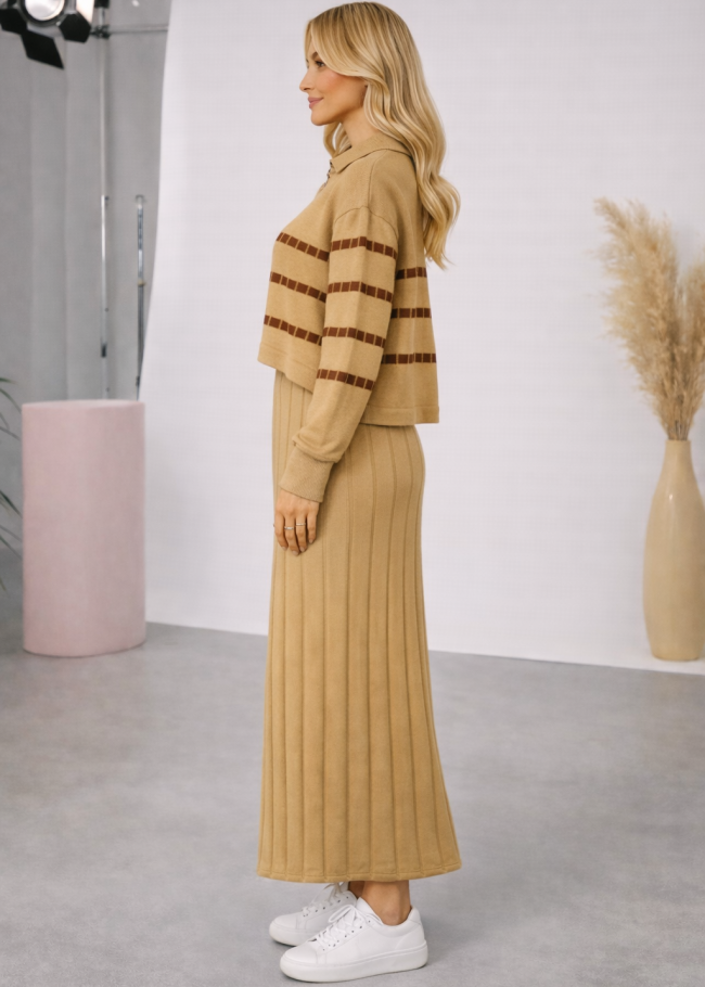 4207 فستان تريكو مكعبات  - شوكو