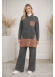 طقم تريكو نسائي عصري قطعتين بتفاصيل هندسية 4208 - رمادي