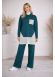 طقم تريكو نسائي عصري قطعتين بتفاصيل هندسية 4208 - تركواز