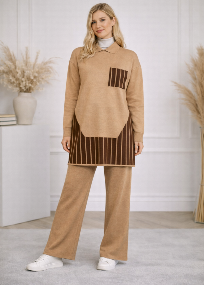 4208 طقم تريكو جيب مخطط - شوكو