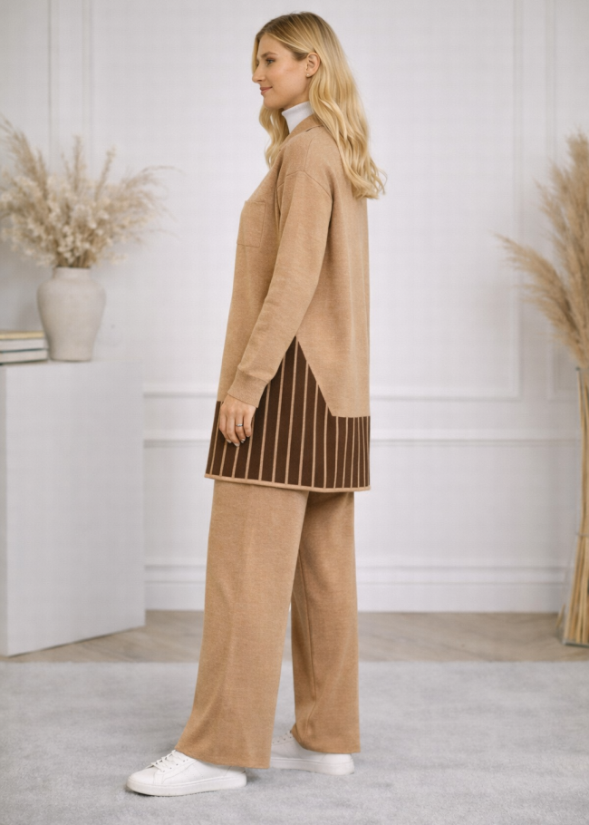 4208 طقم تريكو جيب مخطط - شوكو