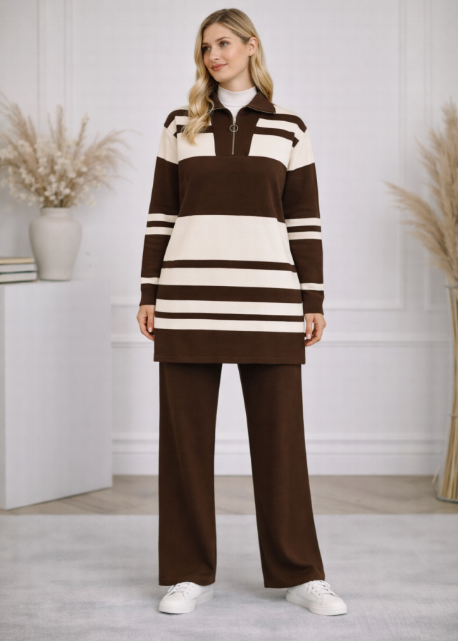 4209 طقم تريكو مقلم عريض  - شوكو كاشف