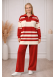 Women's Modern Two-Piece Striped Knitwear Set with Zip Collar 4209  - red