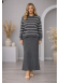 Elegant Women's Two-Piece Striped Knit Dress Set 4210  - gray