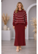Elegant Women's Two-Piece Striped Knit Dress Set 4210  - burgundy