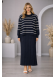 Elegant Women's Two-Piece Striped Knit Dress Set 4210  - deep blue