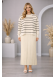 Elegant Women's Two-Piece Striped Knit Dress Set 4210  - beige