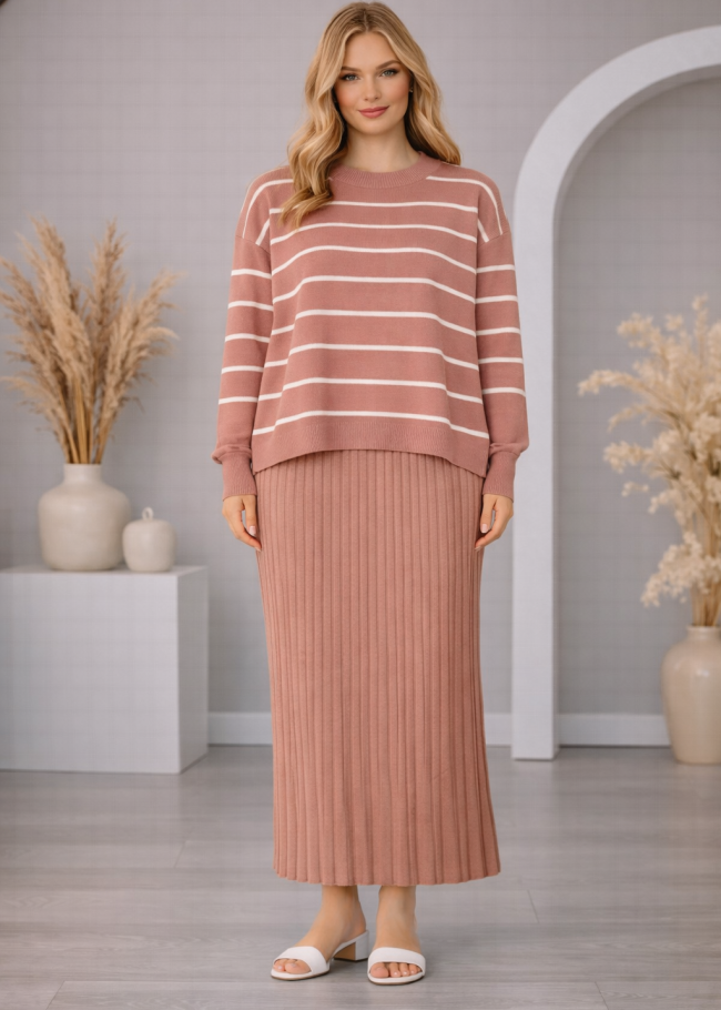 4210 فنسان تريكو ياقة مدورة  - pink