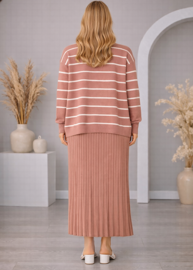 4210 فنسان تريكو ياقة مدورة  - pink