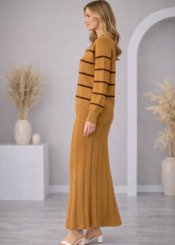 فستان تريكو قطعتين ياقة مدورة 4211  - شوكو