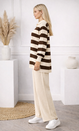 Gestreiftes Strick-Set 4212  - Ecru