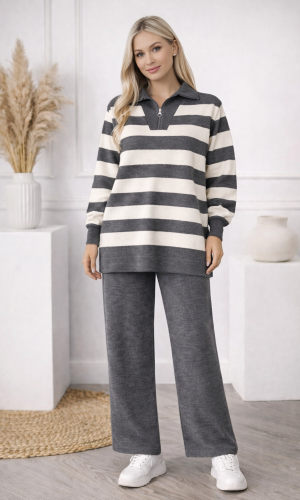 Striped Knitwear Set 4212  - gray