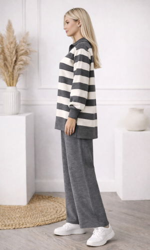 Striped Knitwear Set 4212  - gray